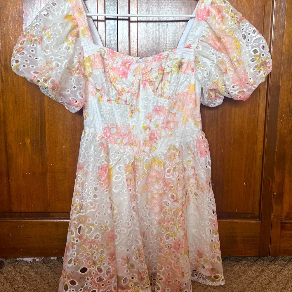 Altar’d State Rosalinda Eyelet Mini Dress Size XS